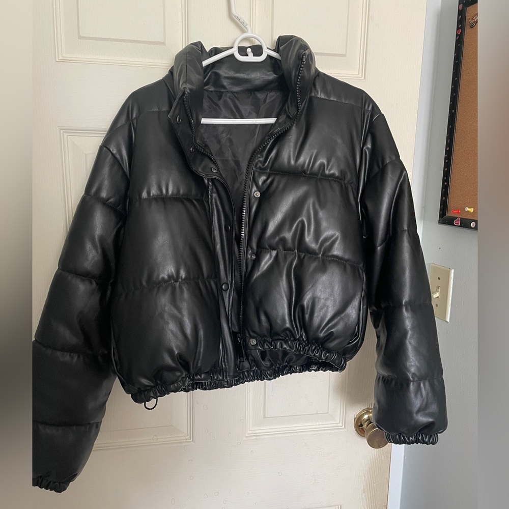SHEIN Glossy Black Puffer Jacket